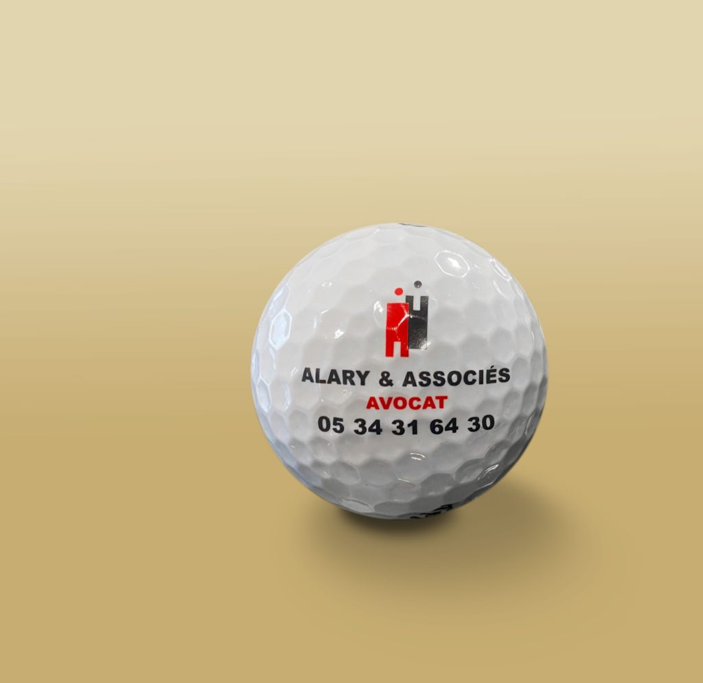 Balle de golf imprimée 2 couleurs.